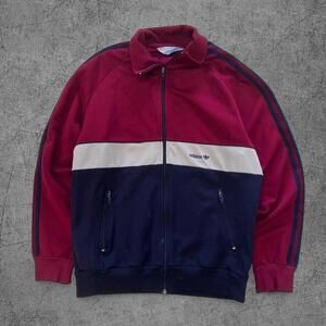 Vintage 80s Navy / Red Adidas Track Jacket - L